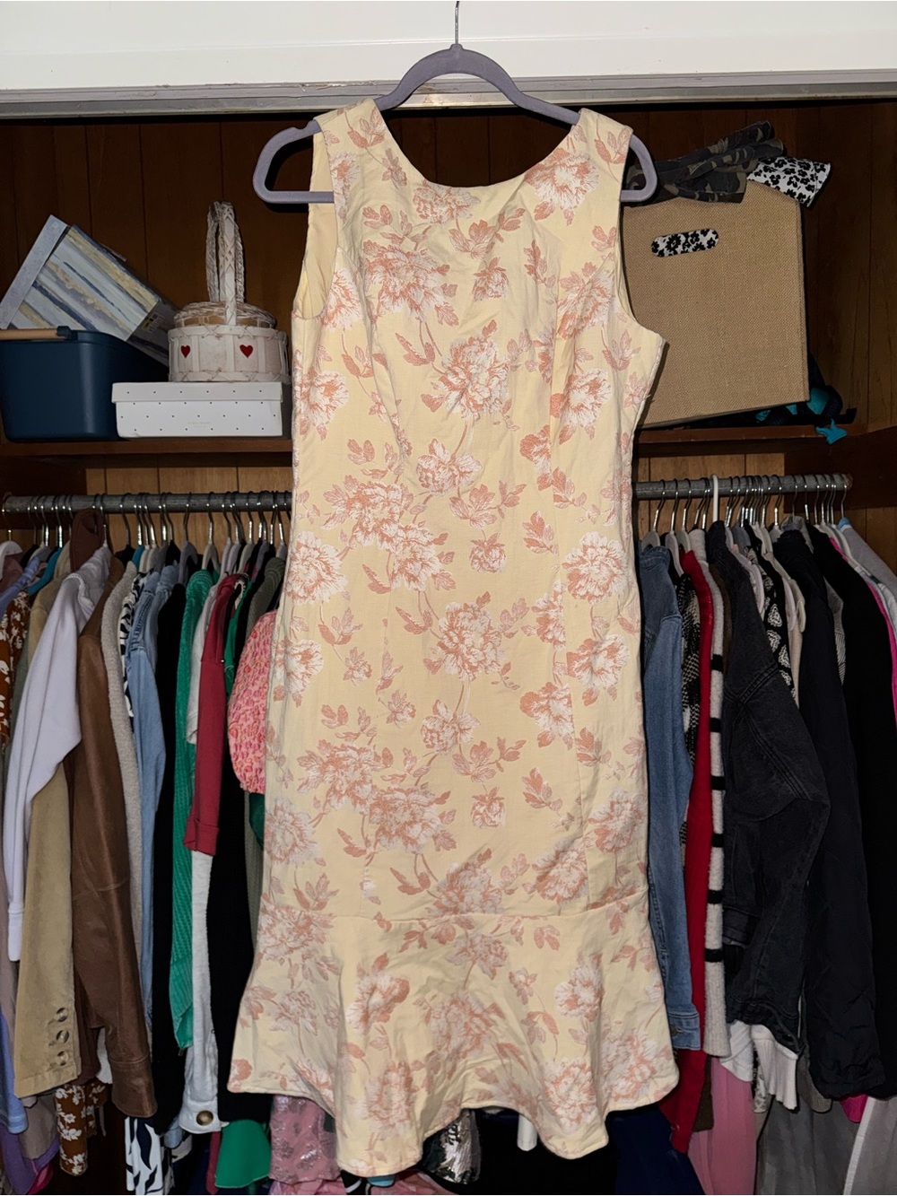 Sleeveless Yellow Floral Midi Dress